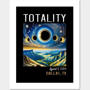 Total Solar Eclipse April 8, 2024 Dallas Texas Posters and Art